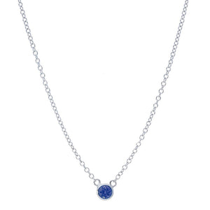 Single Blue Sapphire Bezel Necklace