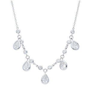 Pear and Round Bezel Necklace