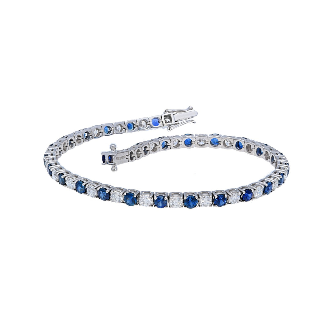 Blue Sapphires and Diamond Tennis Bracelet