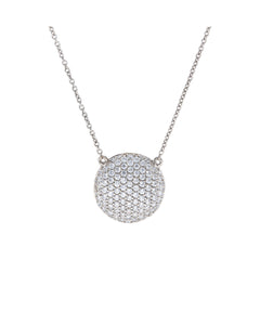Domed Pave Diamond Disc Necklace