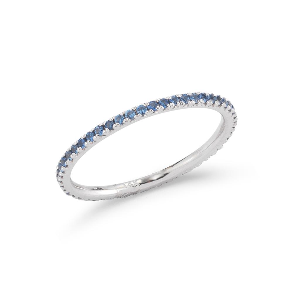 Blue Sapphire Eternity Stackable Band