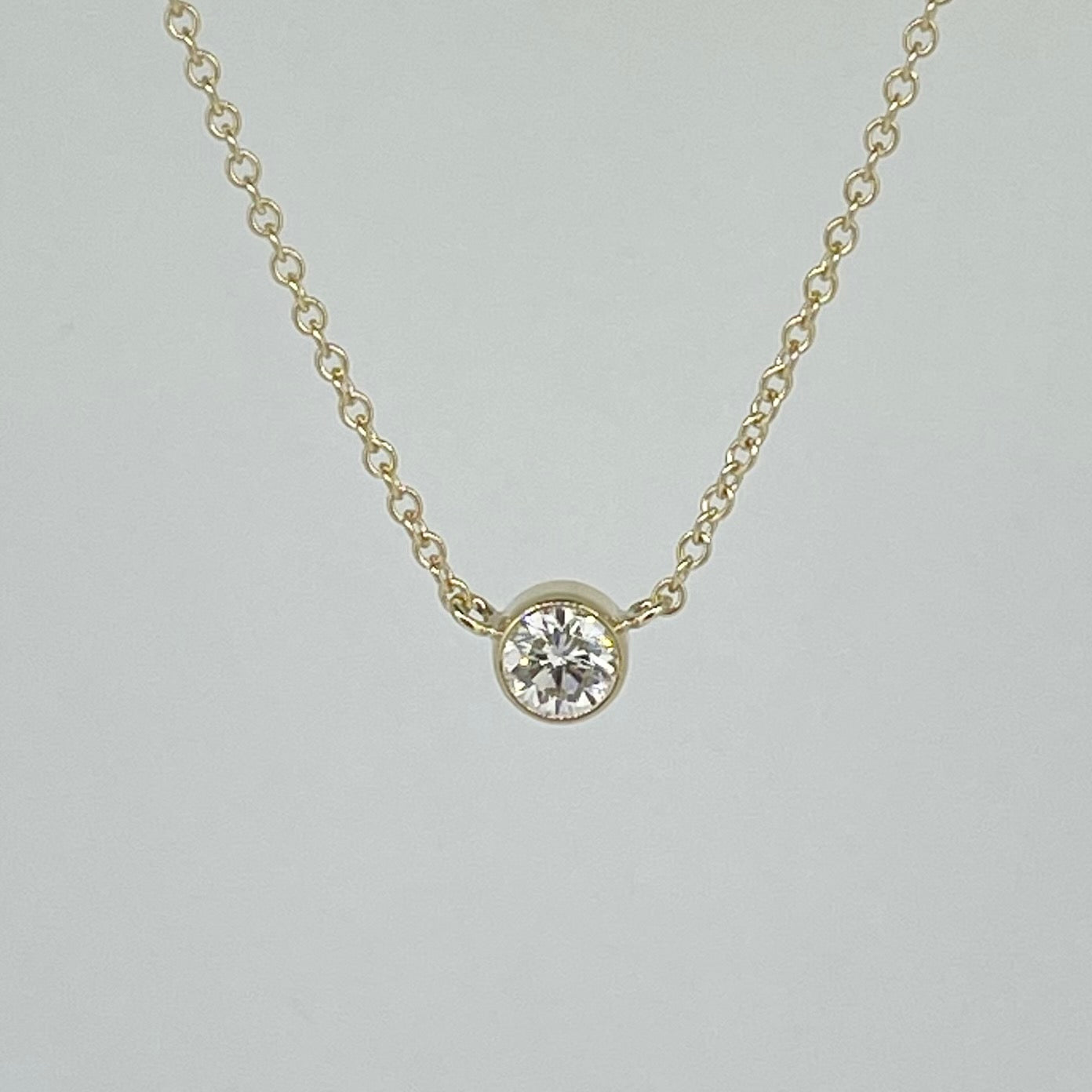 14K Gold Diamond Solitaire Necklace