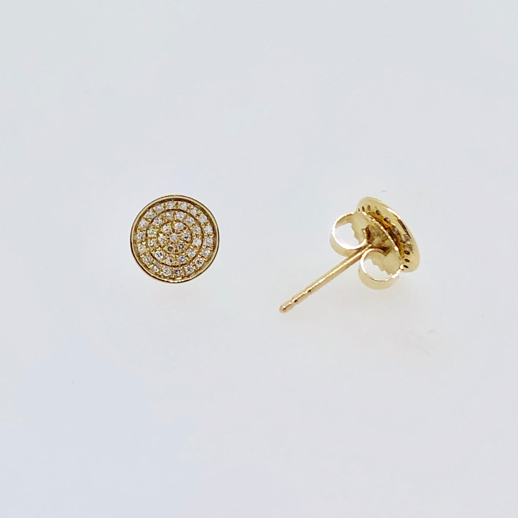 14k Yellow Gold Circle Diamond Earrings