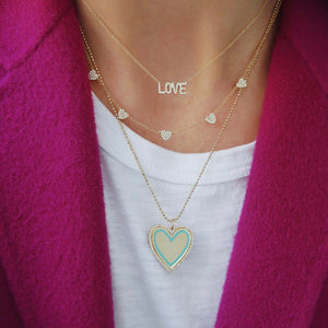 Gold Heart Enamel Necklace