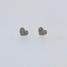 Load image into Gallery viewer, White Gold and Diamond Heart Earrings