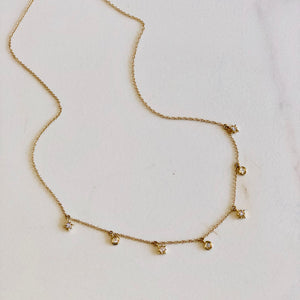 14k Yellow Gold Star and Briolette Necklace