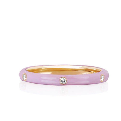 3 Diamond Light Pink Enamel Ring
