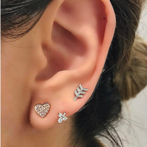 White Gold and Diamond Heart Earrings